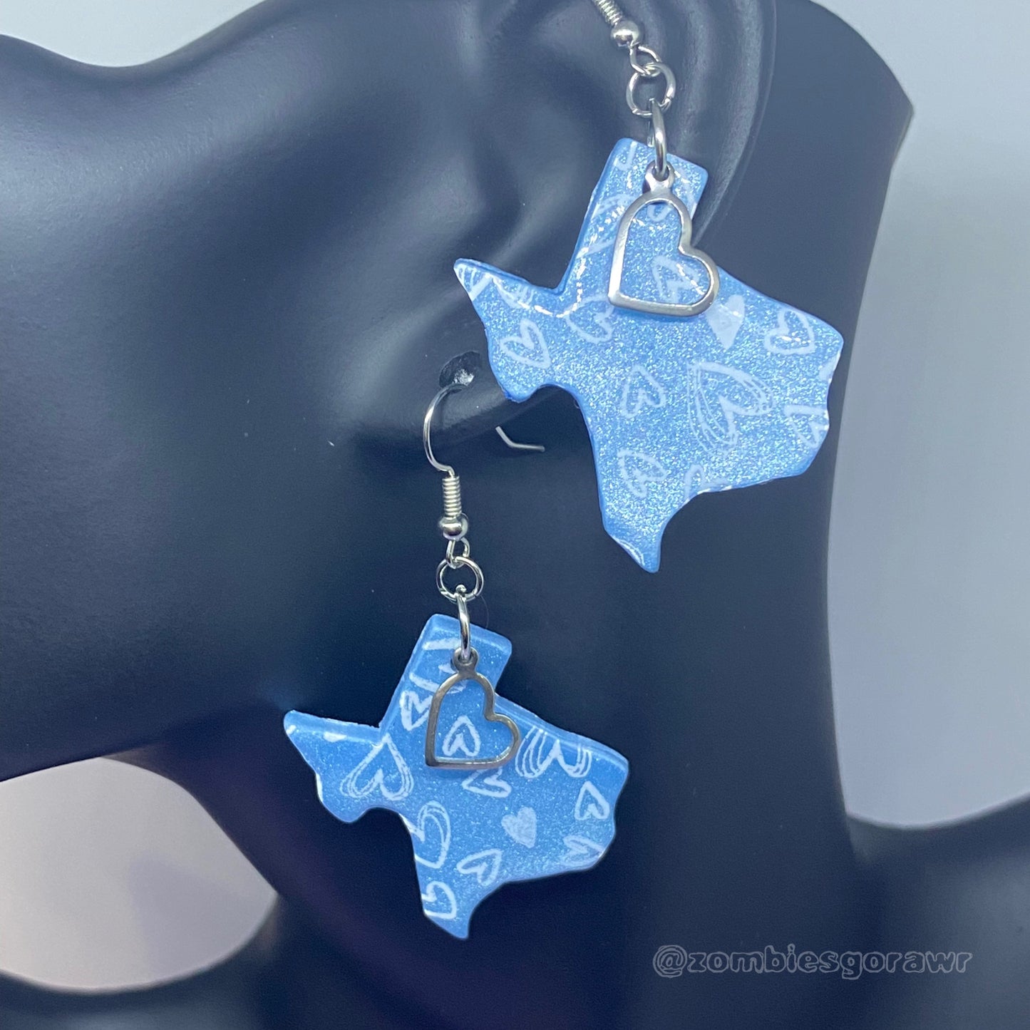 Large Texas Hearts Valentine Polymer Clay Earrings