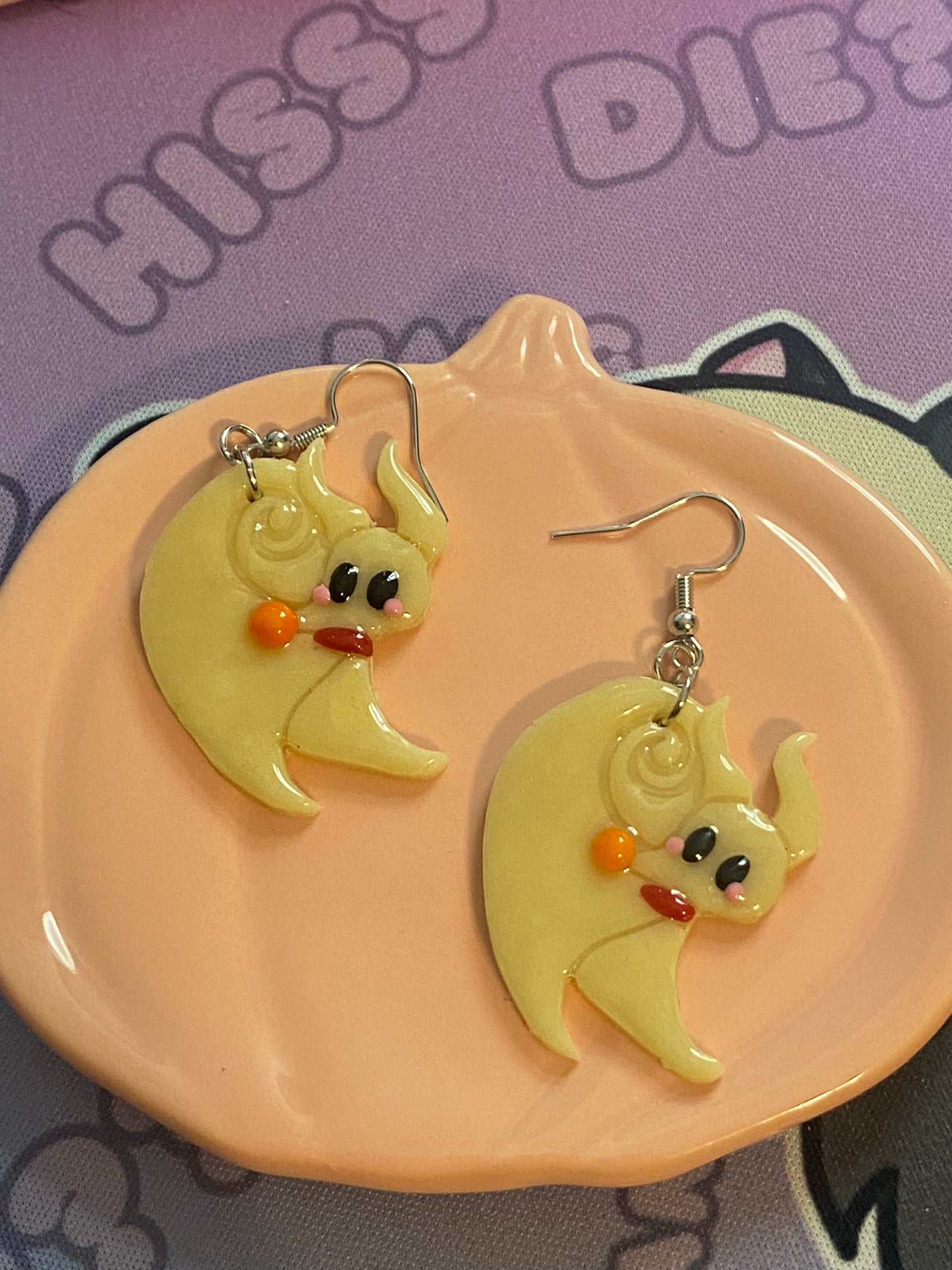 Glow in the Dark Ghost Dog Earrings