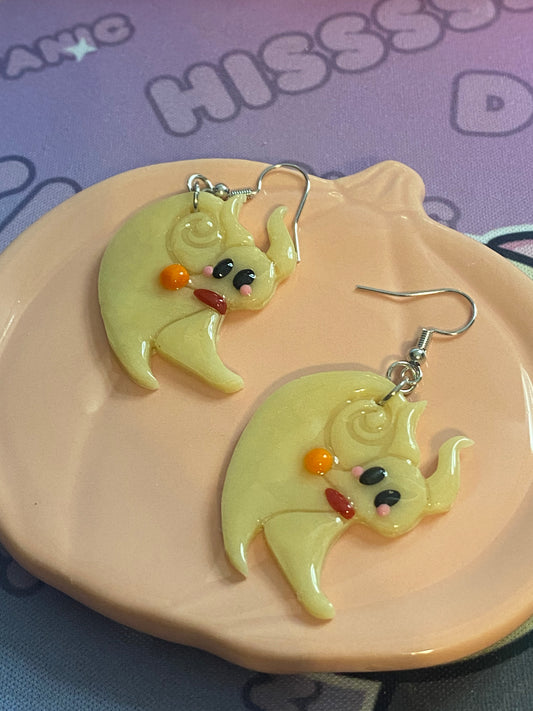 Glow in the Dark Ghost Dog Earrings