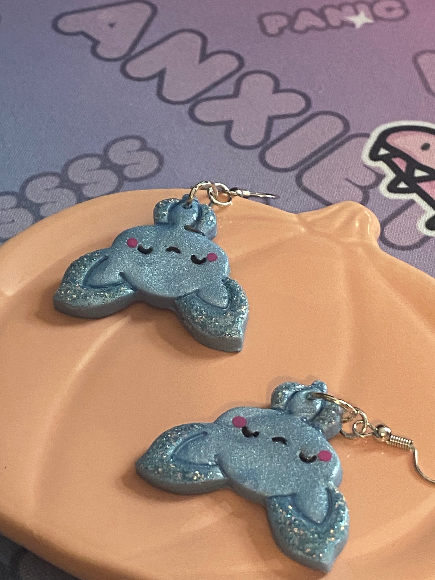 Cute Glittery Bat Earrings