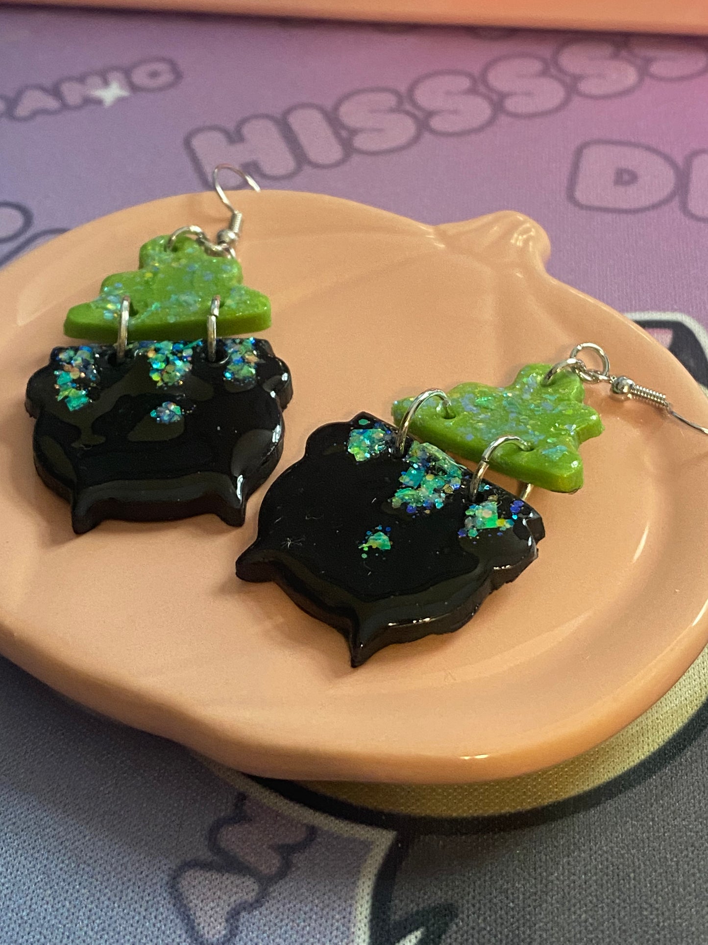 Glittery Cauldron Earrings
