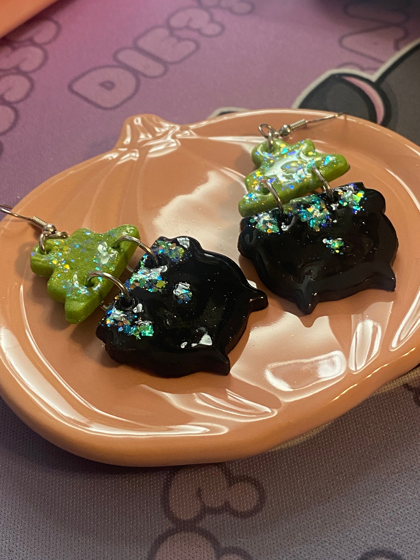 Glittery Cauldron Earrings