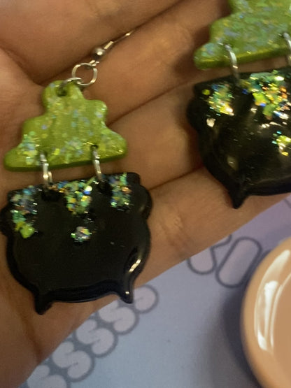 Glittery Cauldron Earrings