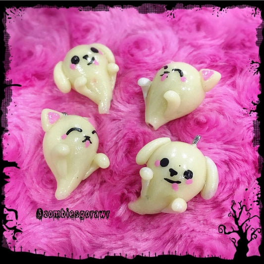 Ghost Dog or Cat Polymer Clay Charm