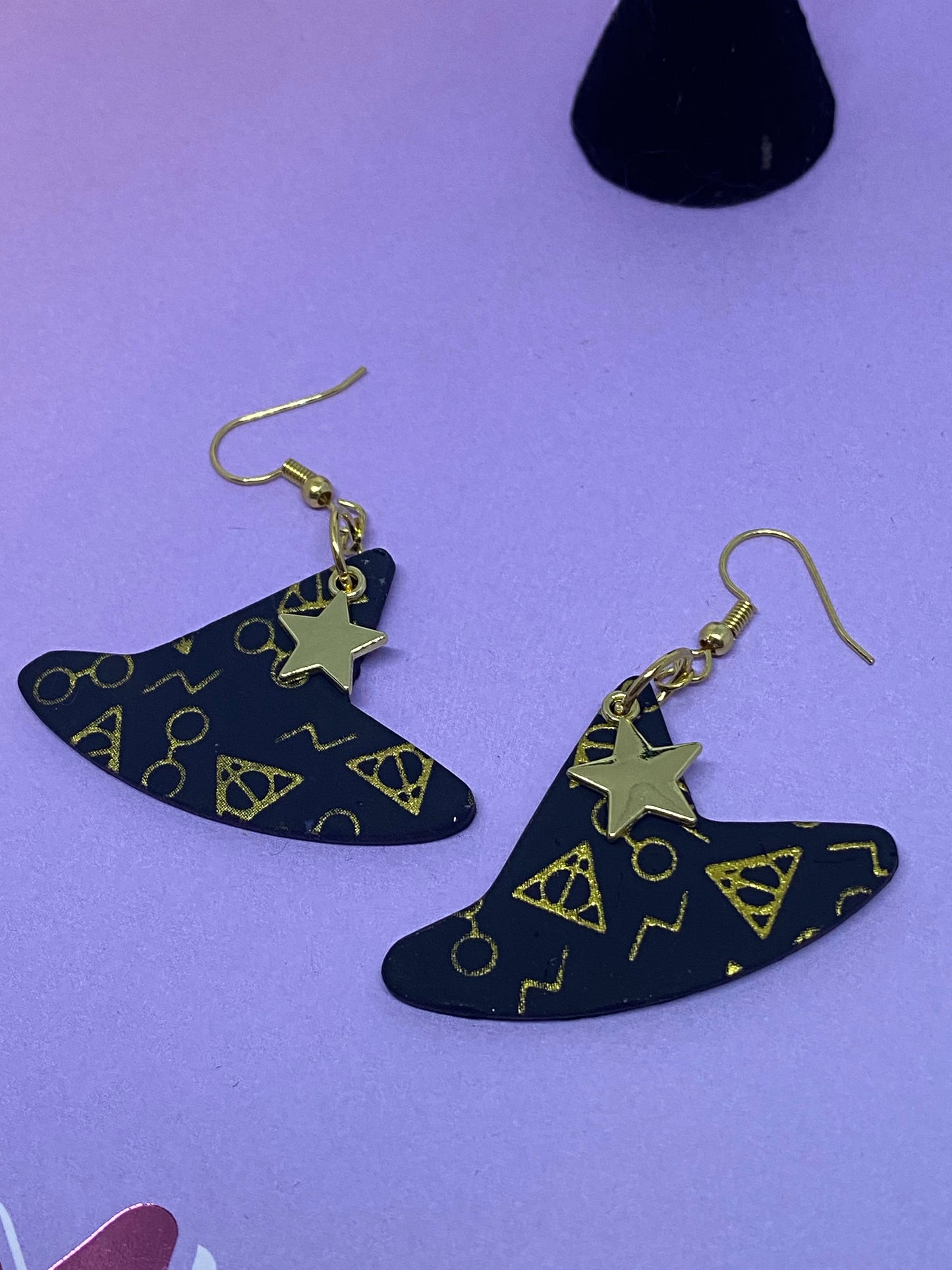 Golden HP Witch Hat Polymer Clay Earrings