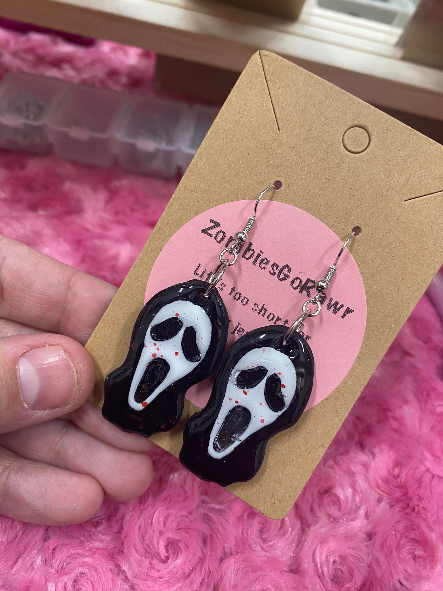 Ghost Face Mask Polymer Clay Earrings