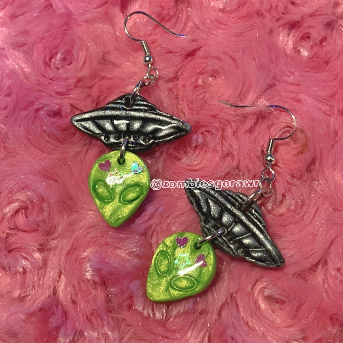 UFO Alien Polymer a clay Earrings