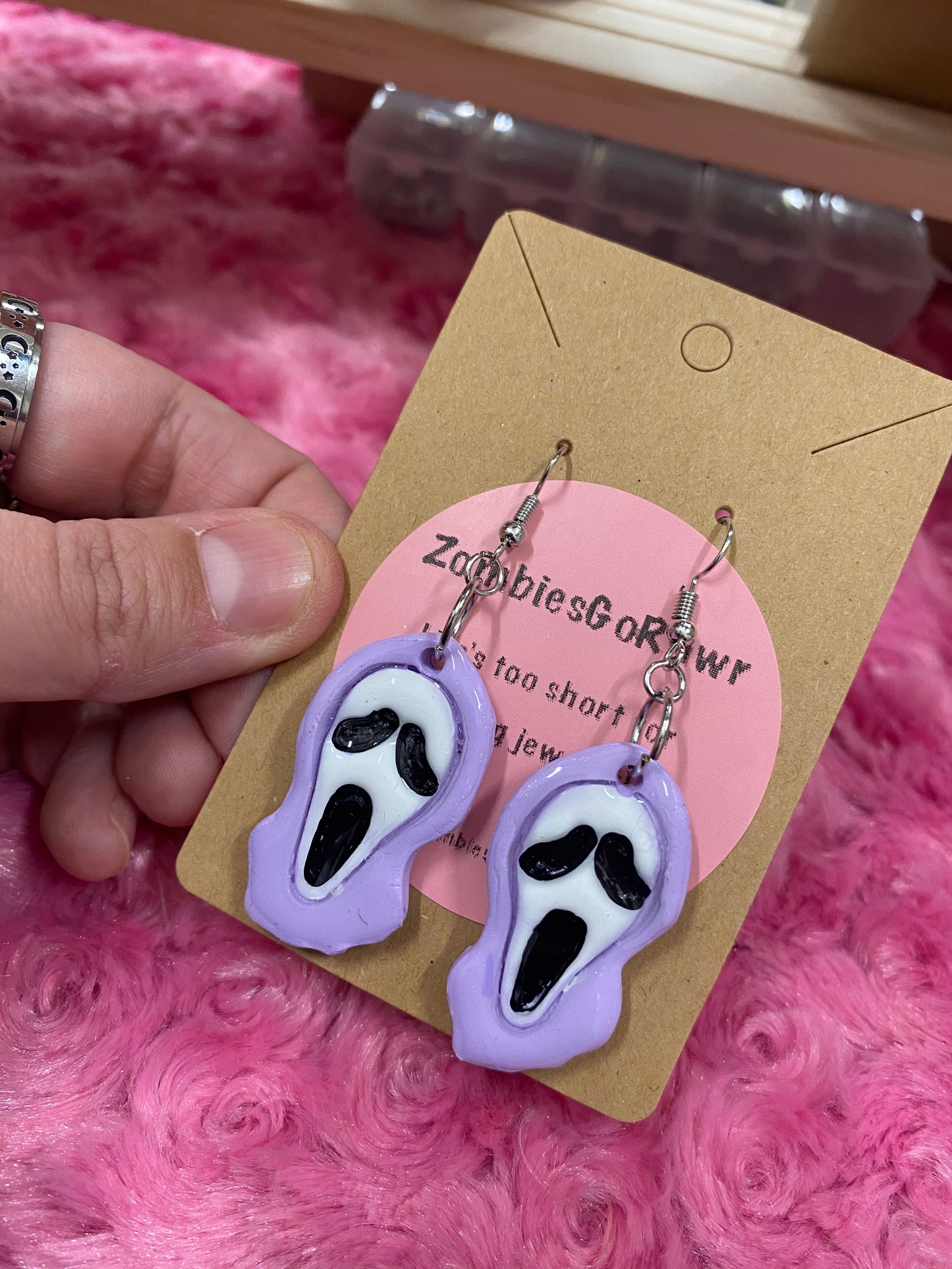 Ghost Face Mask Polymer Clay Earrings